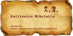 Kalitovics Nikoletta névjegykártya